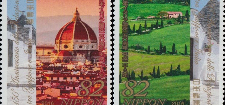 10 francobolli per celebrare il 150° delle relazioni Italia-Giappone