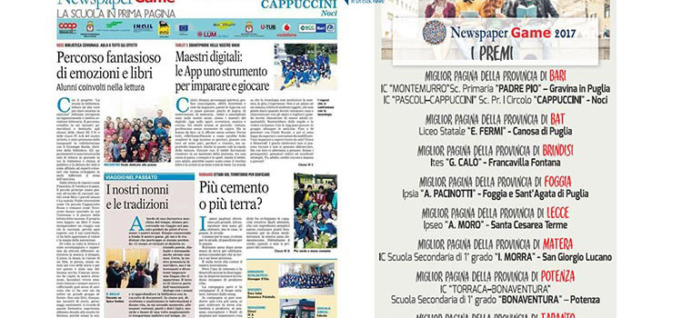 Newspapergame: premiati gli alunni della scuola “Cappuccini”