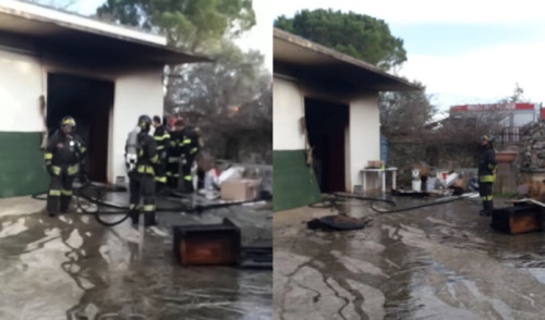 Sfiorata la tragedia. Prende fuoco deposito vicino abitazione